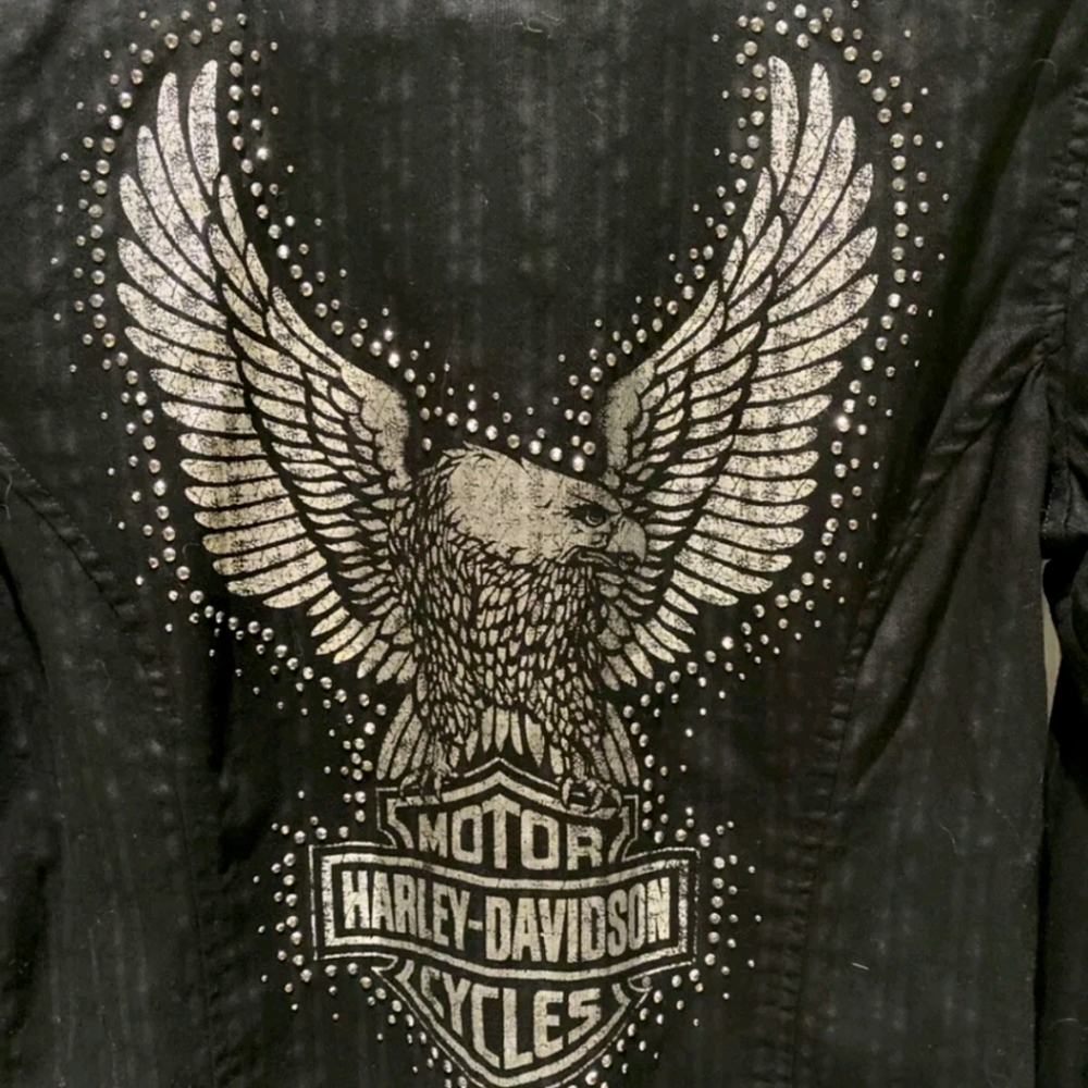 AUTH HARLEY DAVIDSON HD WOMENS LS BUTTON SHIRT.